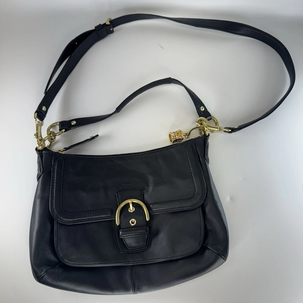 Vintage Coach F24687 Campbell Leather Convertible Hobo Side Bag Purse Black Y2K